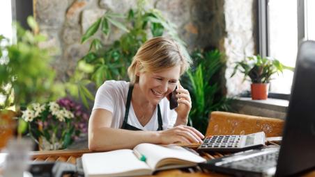 Young woman sitting at desk