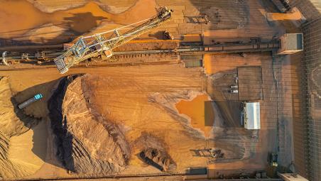 engineering vehicles working in metal mine