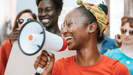 Women with megaphone