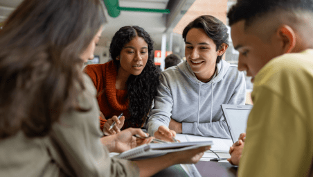 Group of young people studying together