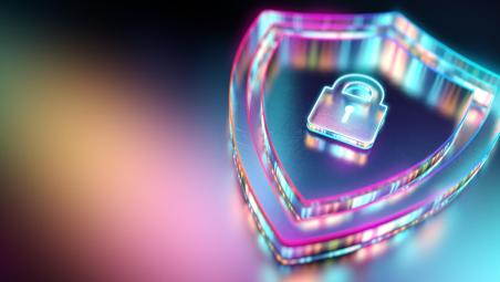 lock and shield on a colourful background