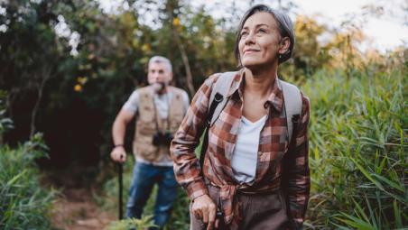 mature couple out on a hike