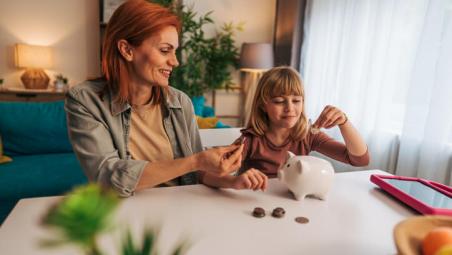 mother helping child save