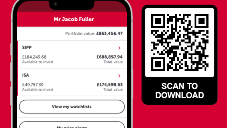AJ Bell mobile app with QR code