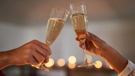 Toasting with champagne